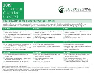 2019 Retirement Calendar Checklist LFA